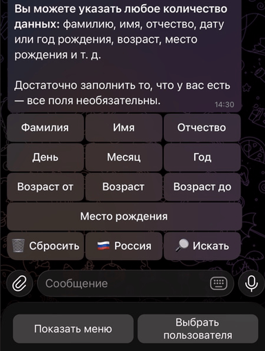 Пример поиска человека по неполным данным в системе шерлок пробить